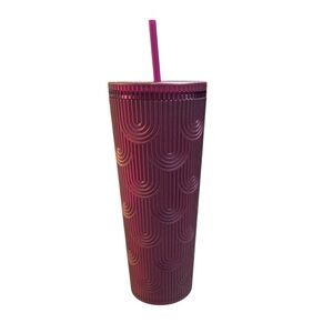 4/$40 Starbucks‎ Metallic Magenta Purple Tumbler with Straw Cold Cup